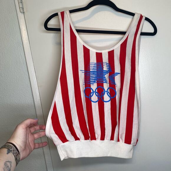 Vintage Levi's 1980 Los Angeles USA Olympic Committee Tank Top Crop Stripes Sz S - Picture 3 of 13